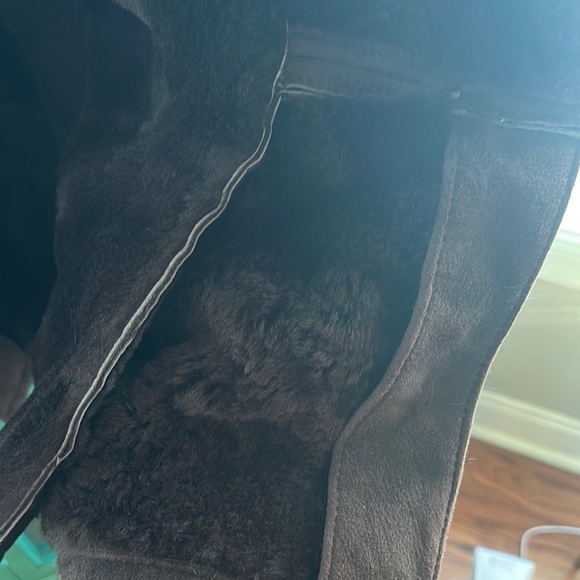 Vintage 80s/90s Overland Sheepskin Co Shaw Collar Shearling Coat XS Made in USA - Picture 11 of 13